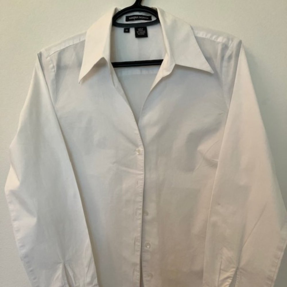 Sandra Ingrish White Cotton Stretch Blouse size 14 or M